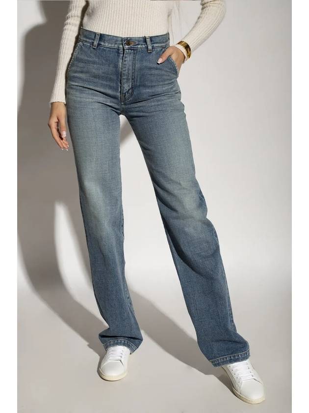 Women's Jane High Waist Straight Jeans Blue - SAINT LAURENT - BALAAN 5