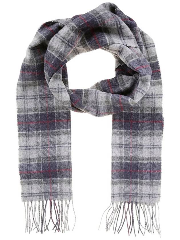 Tartan Check Fringe Wool Muffler Grey - BARBOUR - BALAAN 1