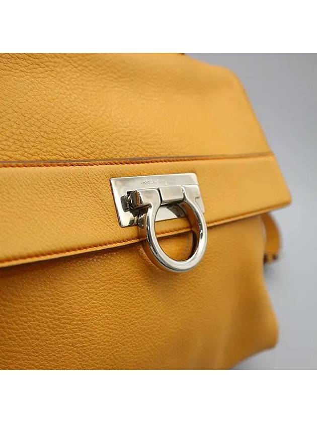 Ferragamo 21 A871 Silver Gancino Rock Logo Sofia Yellow Color Leather Tote Bag Shoulder Strap - SALVATORE FERRAGAMO - BALAAN 6