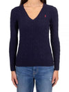 Kimberly Embroidered Logo Pony Cable Knit Top Navy - POLO RALPH LAUREN - BALAAN 2