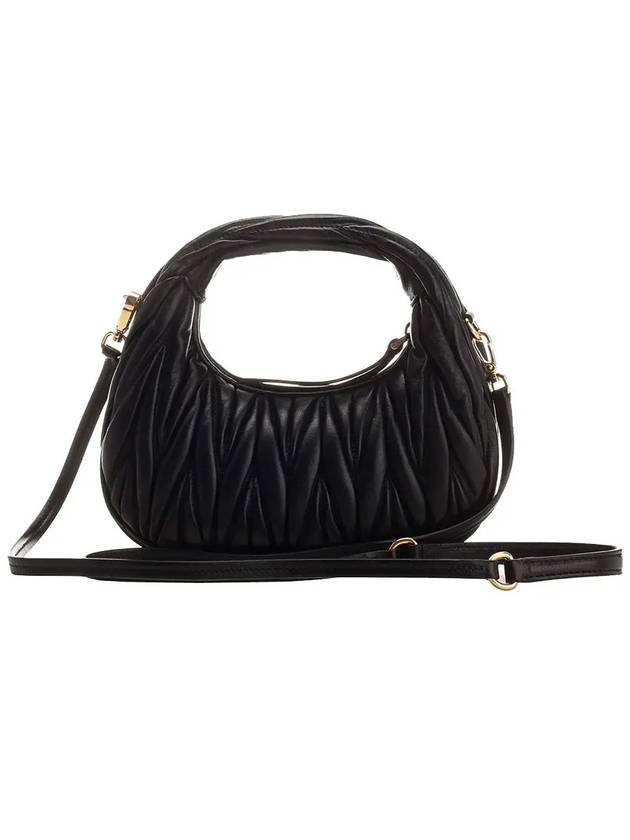 Wander Matelasse Nappa Leather Hobo Mini Bag Black - MIU MIU - BALAAN 5