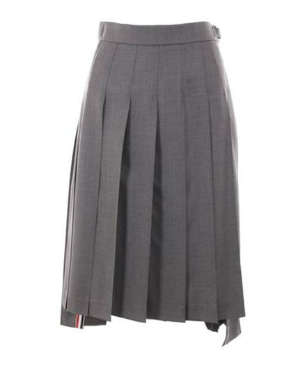 Super 120S Twill Below Knee Pleated Skirt Medium Grey - THOM BROWNE - BALAAN 2