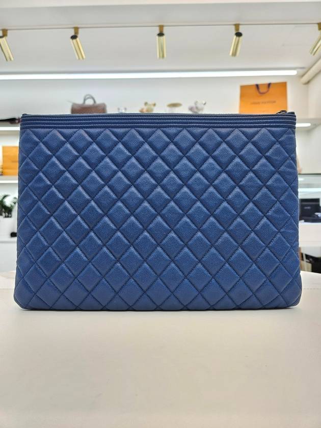 Boy silver caviar large clutch bag blue 24th a84407 - CHANEL - BALAAN 9