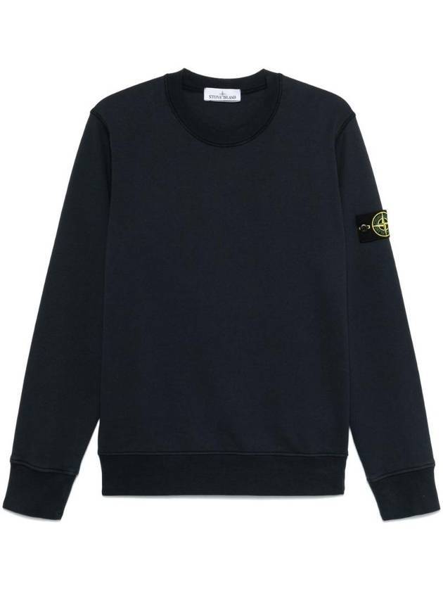 Organic Cotton Fleece Sweatshirt Navy Blue - STONE ISLAND - BALAAN 1