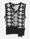 V-neck Argyle Knit Vest Black - MAISON MARGIELA - BALAAN 3