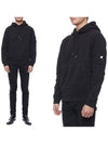 Lens Wappen Diagonal Fleece Hoodie Black - CP COMPANY - BALAAN 3