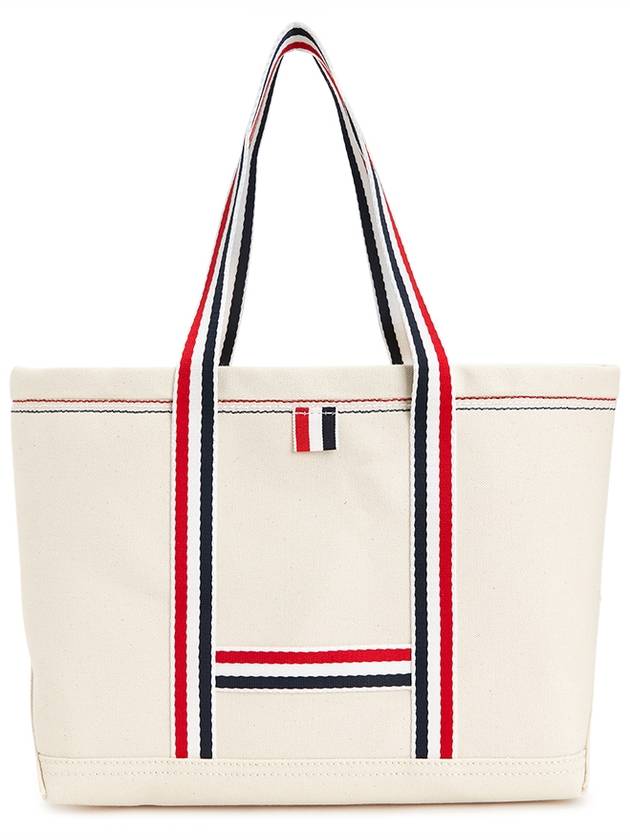 Double Face Cotton Small Tool Tote Bag Off White - THOM BROWNE - BALAAN 5