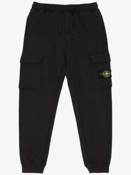 Cotton Wappen Patch Track Pants Black - STONE ISLAND - BALAAN 2