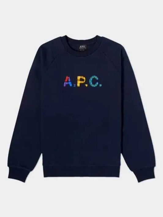 Logo Patch Crewneck Sweatshirt Navy - A.P.C. - BALAAN 2