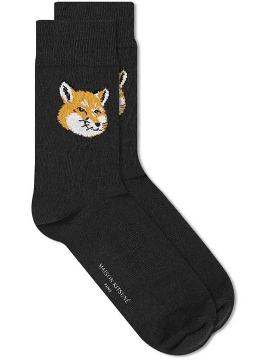 Fox Head Cotton Socks Black - MAISON KITSUNE - BALAAN 2