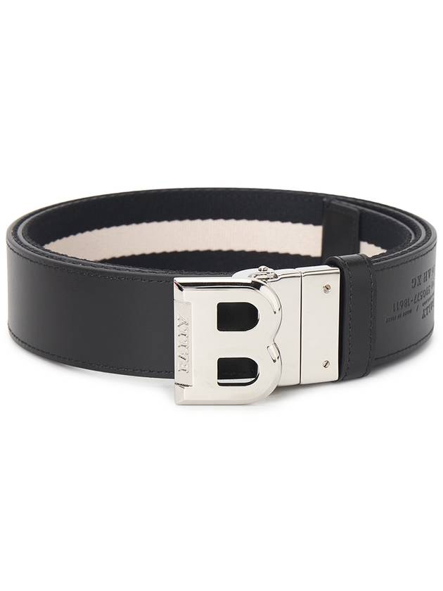 Unisex B Buckle Reversible Belt Black White - BALLY - BALAAN 3