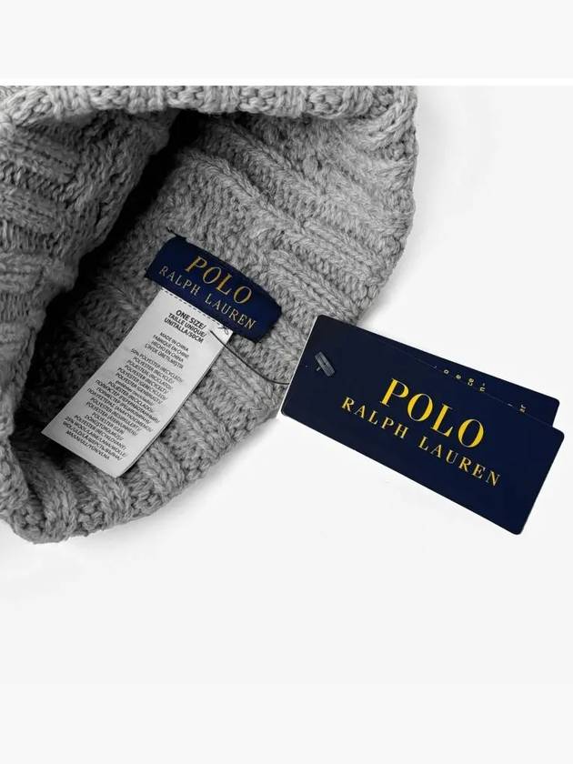 Polo Bear Cable Knit Beanie Grey - POLO RALPH LAUREN - BALAAN 5