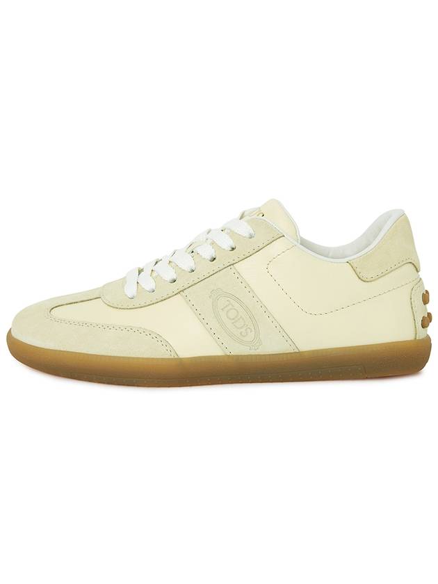 Women's Tabs Leather Low Top Sneakers Yellow - TOD'S - BALAAN 4