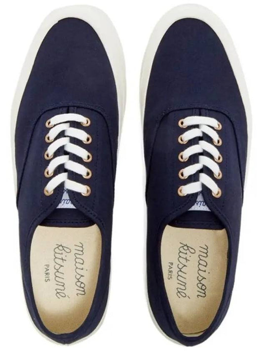 Lace Up Canvas Cotton Low Top Sneakers Navy - MAISON KITSUNE - BALAAN 2