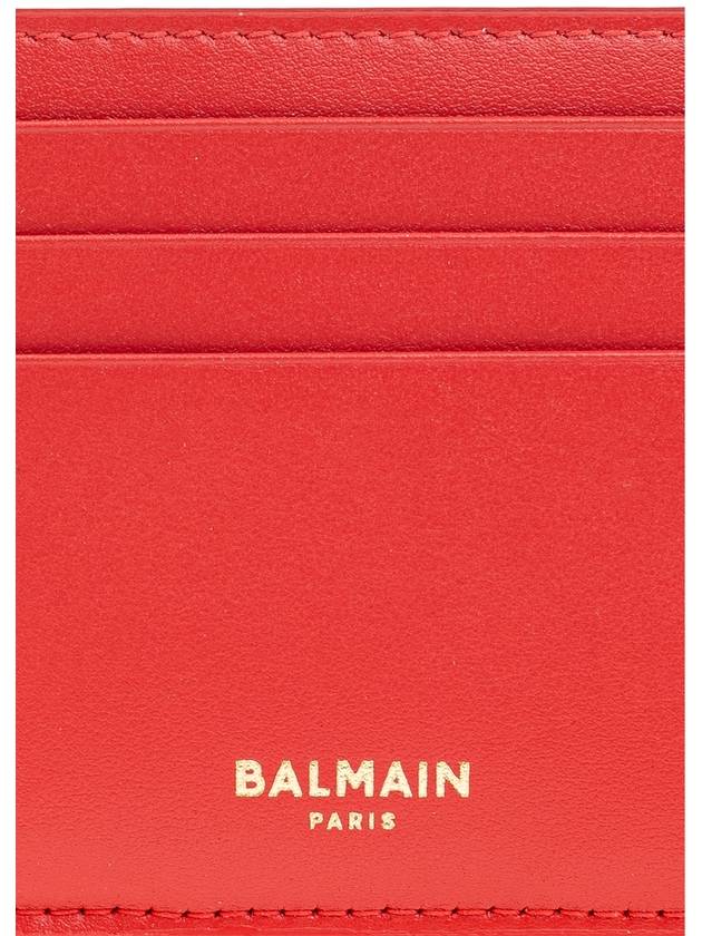 Balmain Leather Card Holder, Women's, Red - BALMAIN - BALAAN 4