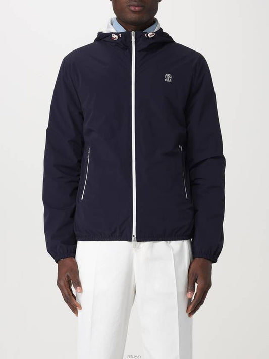 Embroidered Logo Zip-up Hoodie Navy - BRUNELLO CUCINELLI - BALAAN 2