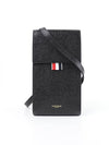 Three Stripes Strap Leather Phone Case Black - THOM BROWNE - BALAAN 2