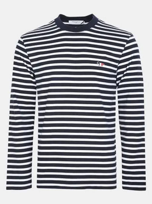 Fox Logo Stripe Long Sleeve T-Shirt Navy - MAISON KITSUNE - BALAAN 2