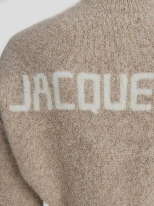 Intarsia Knit Logo Crew Neck Knit Top Beige - JACQUEMUS - BALAAN 4