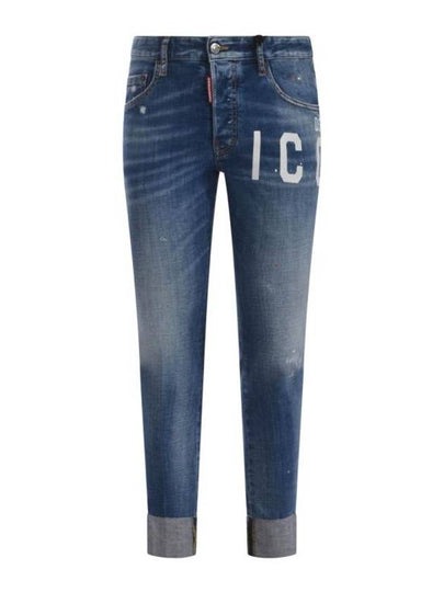 Icon Printing Multi-Painting Roll-Up Skater Jeans Blue - DSQUARED2 - BALAAN 2