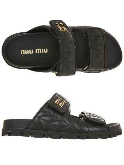 Matelasse Nappa Leather Slippers Black - MIU MIU - BALAAN 2