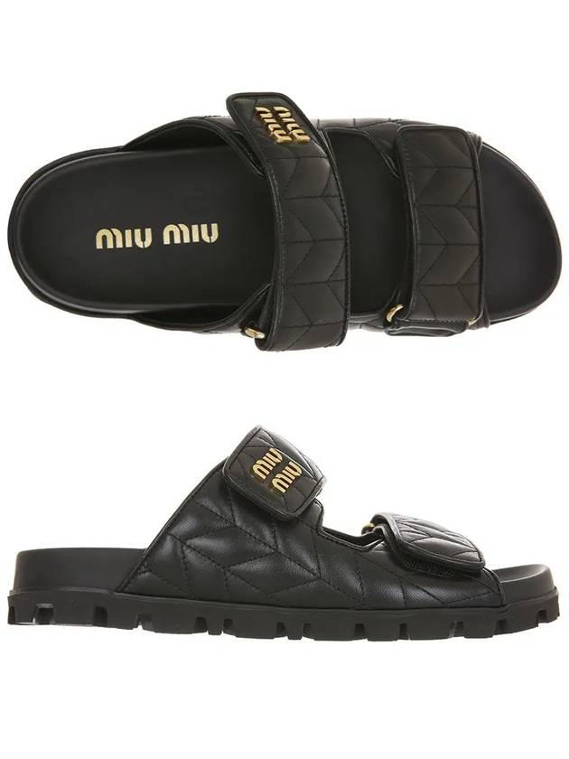 Matelasse Nappa Leather Slippers Black - MIU MIU - BALAAN 3