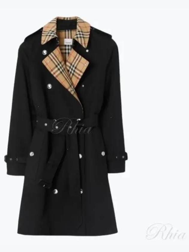 Check Panel Gabardine Trench Coat Black - BURBERRY - BALAAN 2