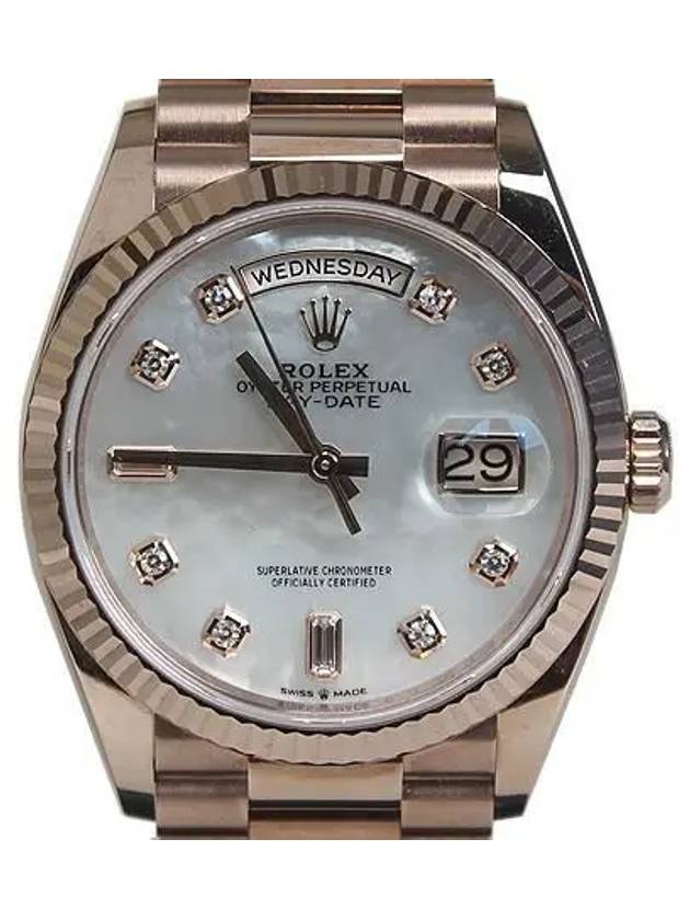 Rolex 128235 10 point diamond mother of pearl rose gold box Day Date 36MM watch - ROLEX - BALAAN 1