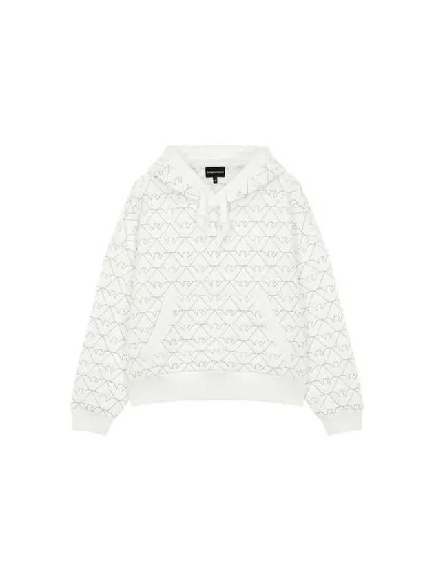 Women s Quilted Eagle Hooded Sweatshirt White 270408 - EMPORIO ARMANI - BALAAN 1