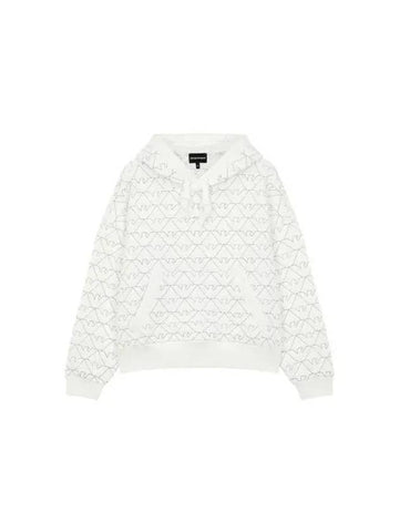 Women s Quilted Eagle Hooded Sweatshirt White 270408 - EMPORIO ARMANI - BALAAN 1