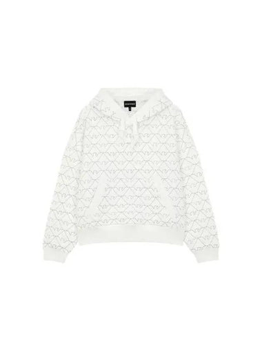 Women s Quilted Eagle Hooded Sweatshirt White 270408 - EMPORIO ARMANI - BALAAN 1