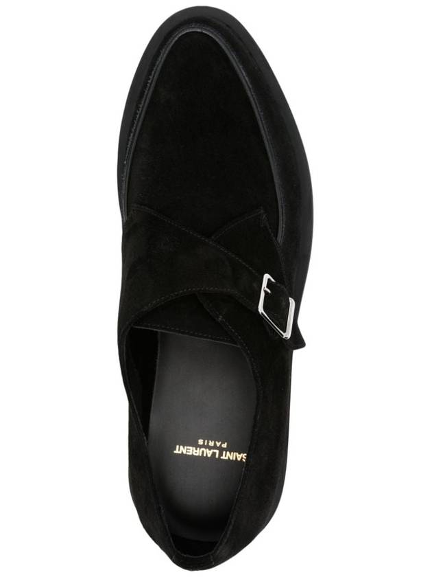 Men's Suede Teddy 10 Monk Strap Black - SAINT LAURENT - BALAAN 4