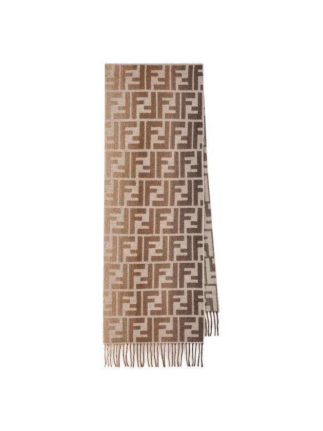 FF Wool Scarf Brown - FENDI - BALAAN 1