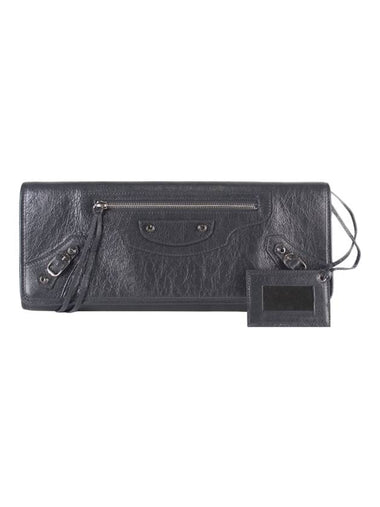 Classic Leather Clutch Bag Grease Fosil - BALENCIAGA - BALAAN 1