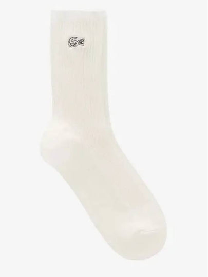 Logo Ribbed Medium Neck Socks White - LACOSTE - BALAAN 2