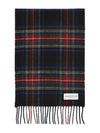 Iconic Tartan KU0324 BLACK STEWART Cashmere Muffler Scarf - JOHNSTONS OF ELGIN - BALAAN 1