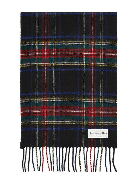 Iconic Tartan KU0324 BLACK STEWART Cashmere Muffler Scarf - JOHNSTONS OF ELGIN - BALAAN 1