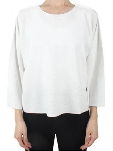 Women s Pleated Please Long Sleeve T Shirt White KK645 01 1120393 - ISSEY MIYAKE - BALAAN 1