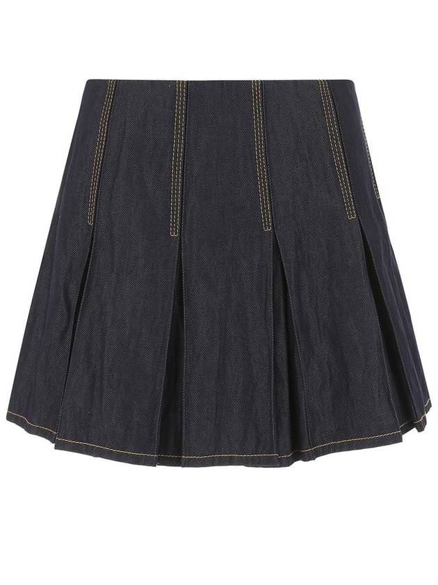 Stitched Denim Pleated Skirt - BOTTEGA VENETA - BALAAN 2