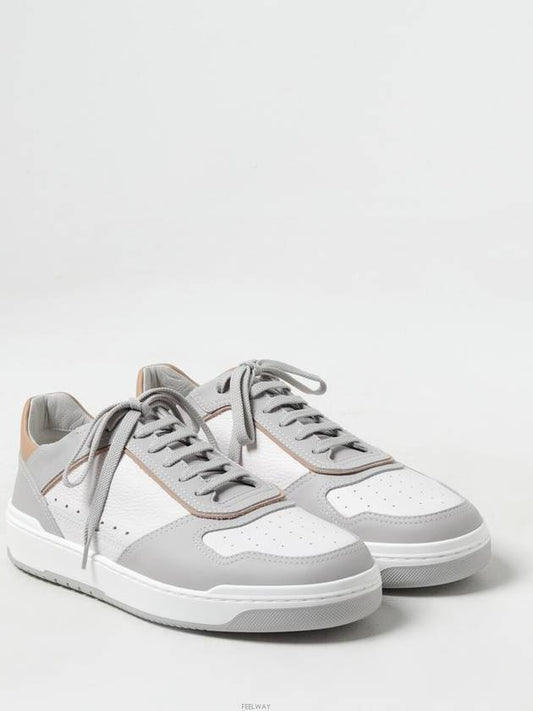 Logo Patch Leather Low Top Sneakers Grey - BRUNELLO CUCINELLI - BALAAN 2