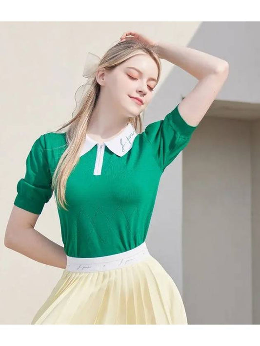 Golf Wear Vivid Color Short Sleeve Knit Green - J JANE - BALAAN 1