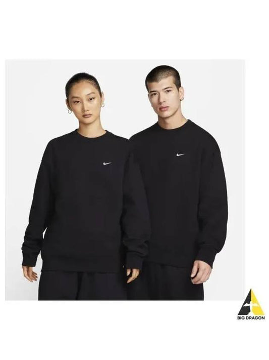 Solo Swoosh Fleece Crew Sweatshirt Black - NIKE - BALAAN 2