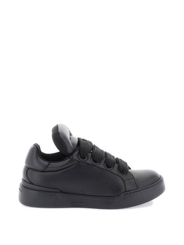 Mega Skate Nappa Leather Low Top Sneakers Black - DOLCE&GABBANA - BALAAN 1