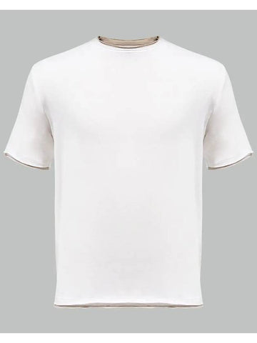 IKALOOK Color Matching Cutting Men's Round Short Sleeve T-Shirt BSTEE107 - IKALOOOK - BALAAN 1