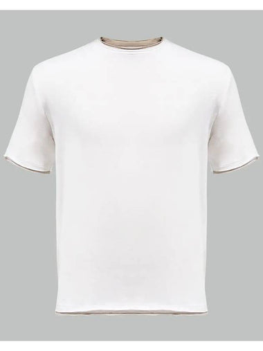 IKALOOK Color Matching Cutting Men's Round Short Sleeve T-Shirt BSTEE107 - IKALOOOK - BALAAN 1