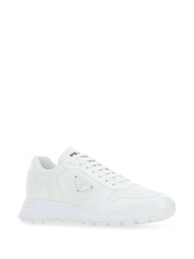 Prax 01 Re-Nylon Brushed Leather Low-Top Sneakers White - PRADA - BALAAN 3