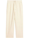 Elastic Waist Viscose Wool Straight Pants Ivory - AMI - BALAAN 1