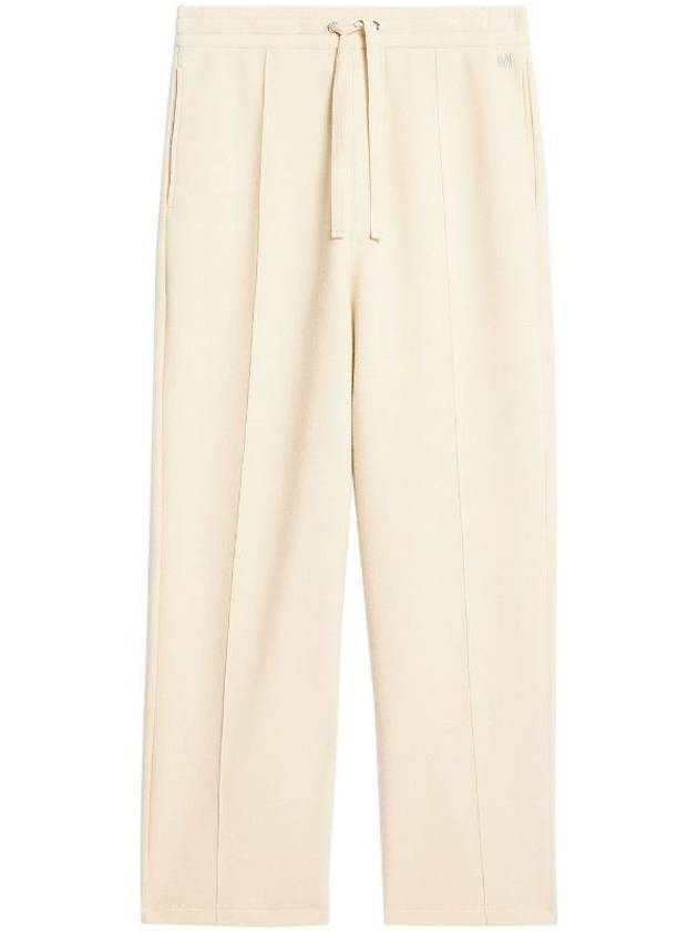 Elastic Waist Viscose Wool Straight Pants Ivory - AMI - BALAAN 1