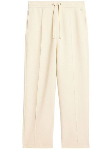 Elastic Waist Viscose Wool Straight Pants Ivory - AMI - BALAAN 1