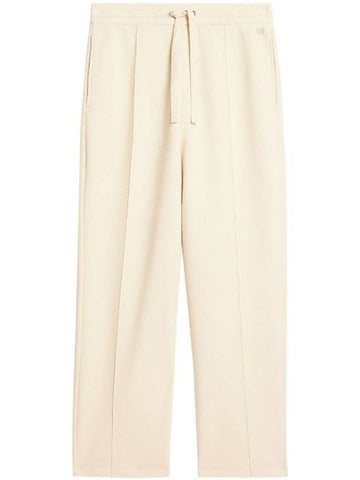 Elastic Waist Viscose Wool Straight Pants Ivory - AMI - BALAAN 1